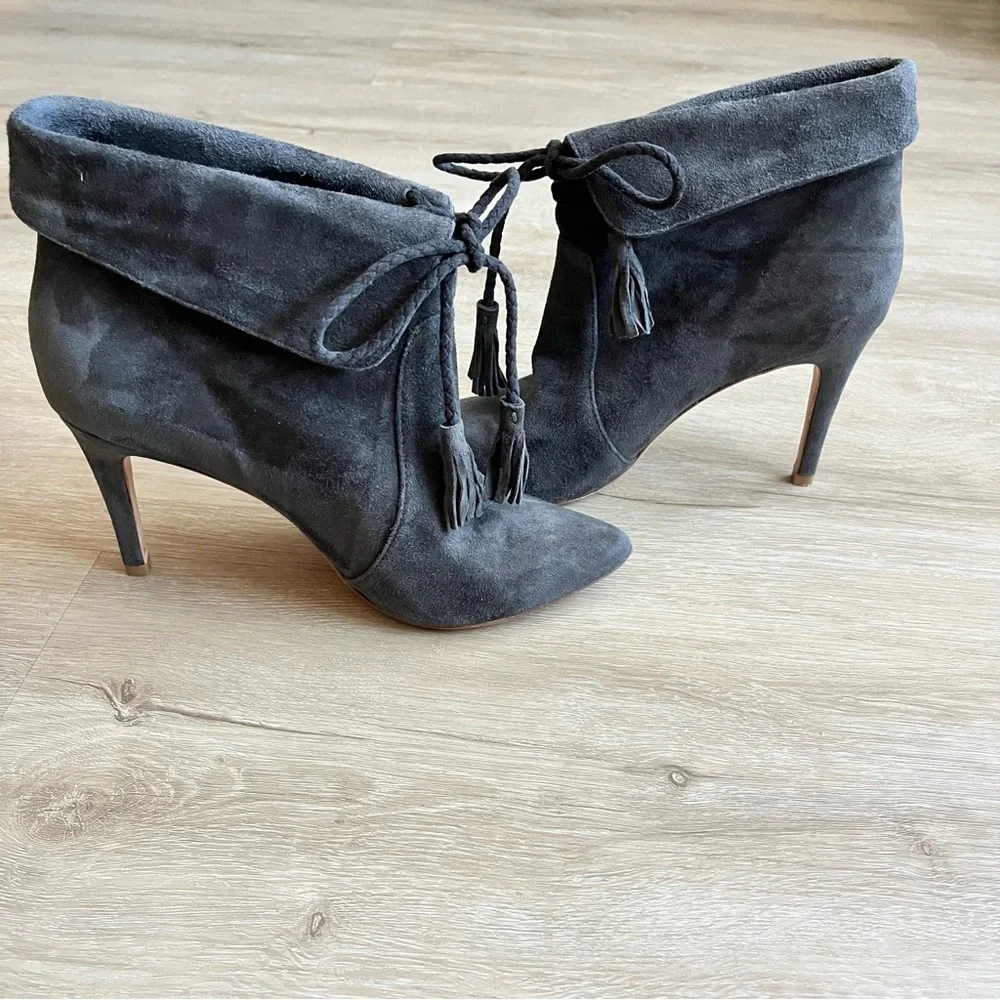Joie Ciera Bootie Graphite Gray Suede Leather Womens size 38.5EU 8US